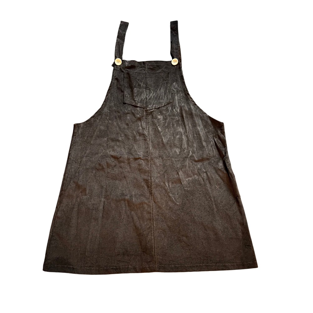 Black Corduroy Pinafore Overall Dress with Pocket XL NWOT